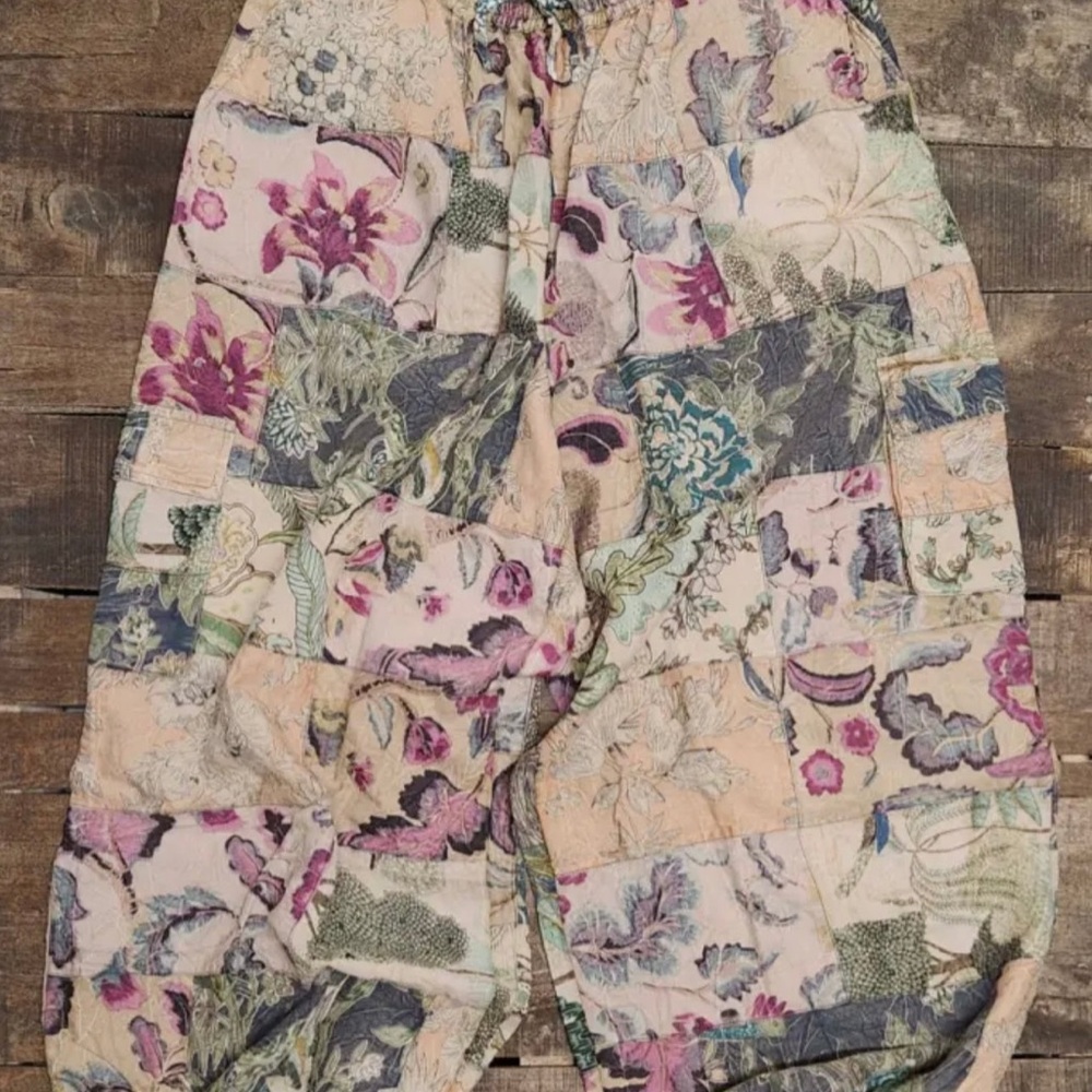 Wide Leg Floral Patchwork Pants in Multicolor - Picture 2 of 11